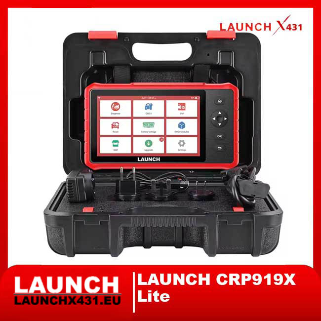 Launch CRP919X Lite professional automotive diagnostic scanner in rugged carrying case with full accessories