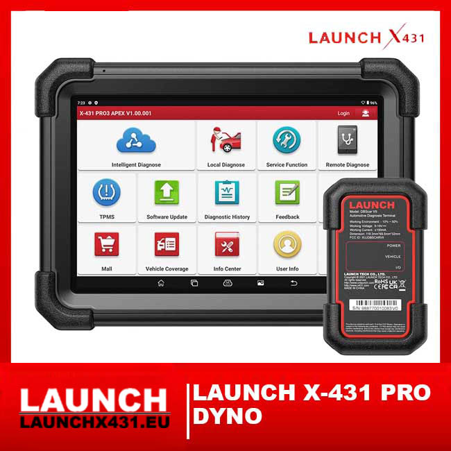 Launch X431 PRO DYNO professional automotive diagnostic scanner with DBSCar VII Bluetooth adapter