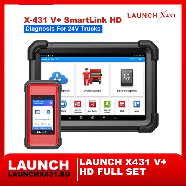 Launch X431 V+ SmartLink HD Full Set – Professional 24V Truck Diagnostic Scanner with Remote and Local Diagnosis
