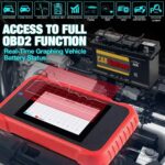 Launch CRP129E Plus Elite OBD2 scanner real-time battery voltage graphing and full diagnostic functions.
