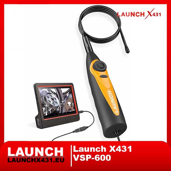 Launch VSP-600 automotive videoscope with display showing internal engine inspection.