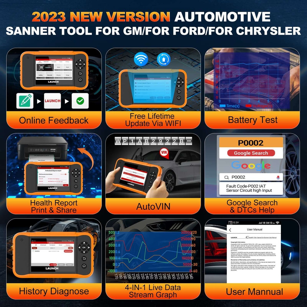 2023 Launch X431 Creader Elite Features – Health Report, AutoVIN, Battery Test, WiFi Updates