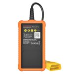 Launch CReader Elite diagnostic scanner rear view with OBD2 cable and technical label