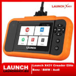 Launch X431 Creader Elite 2.0 diagnostic tool for Benz BMW Audi with orange rugged housing